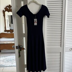 Michael Kors Navy Short-Sleeve Midi Dress